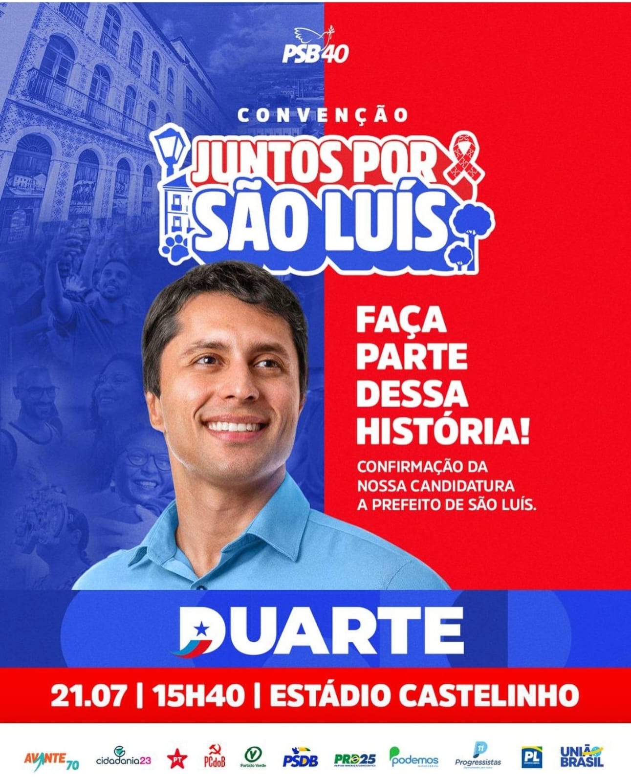 Duarte oficializa candidatura em grande evento no Castelinho com apoio de 12 partidos “Juntos por São Luís”