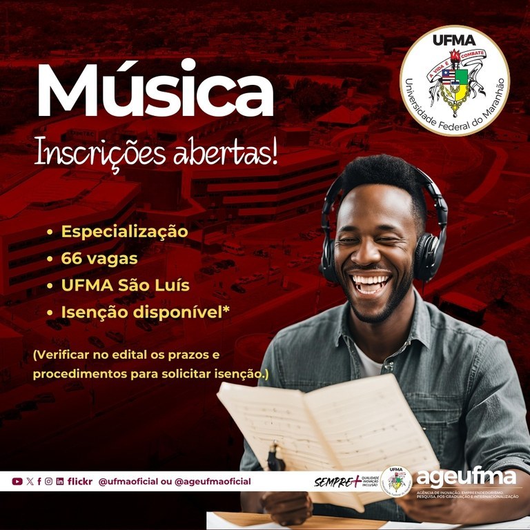 UFMA inicia processo seletivo para primeiro curso em especialização em música do Estado do Maranhão